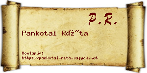 Pankotai Réta névjegykártya